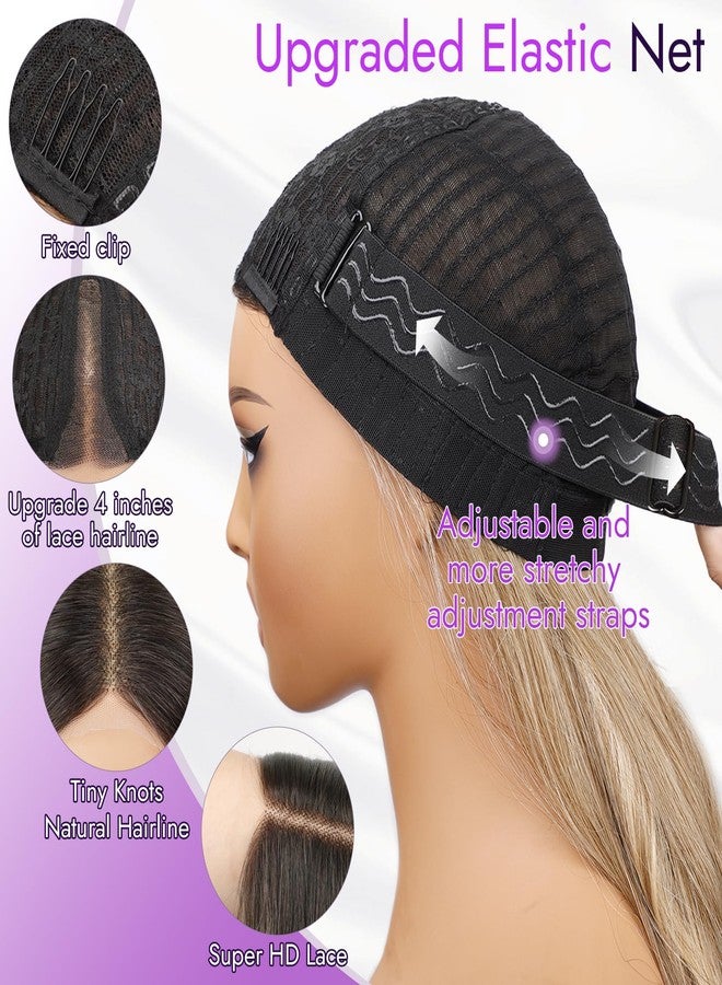 Eawwii Ombre Blonde Wig for Women Long Wavy 4x1 Lace Natural Hairline Glueless for Beginners Middle Part Synthetic for Daily Party Use 26Inch - Image 5